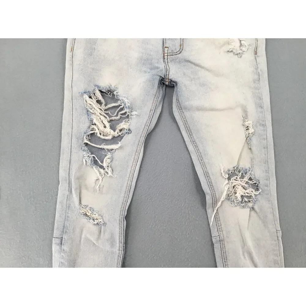 KDNK 11 4 14 11 Distressed Skinny Zip Hem Stretch Jeans Men's 32